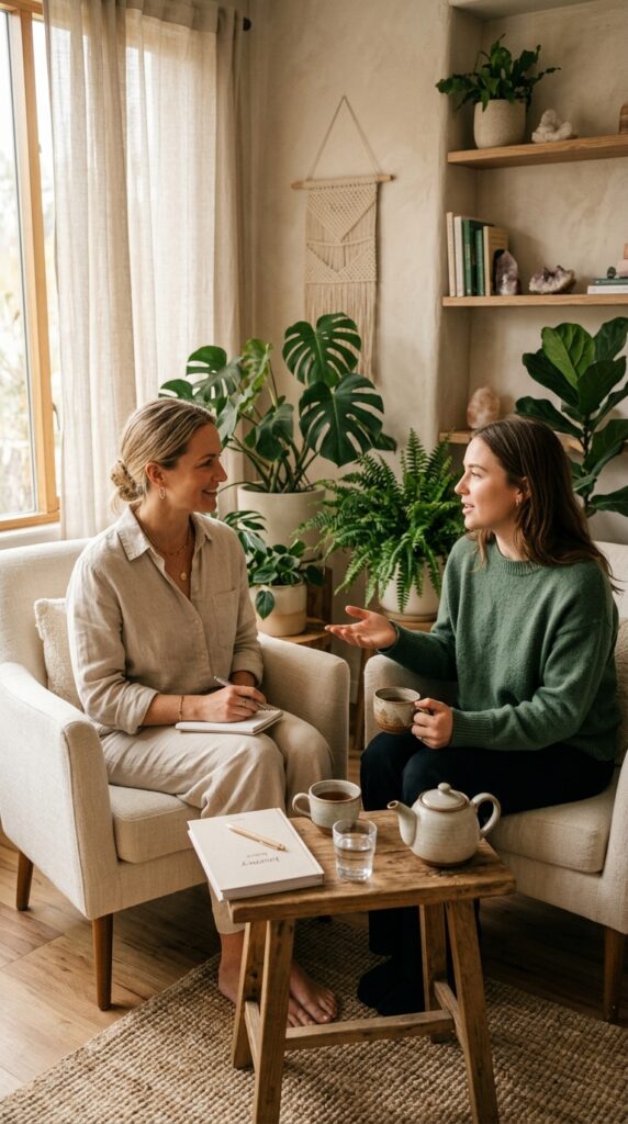 woman in conversation safe space 202608022332